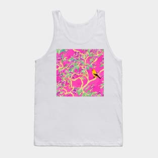 Canary bird on pink chinoiserie Tank Top